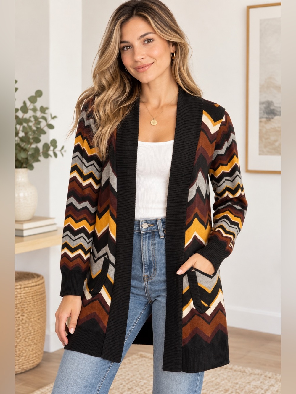 Missoni for Target Chevron Duster Cardigan S Boho Retro 70s Knit Colorblock